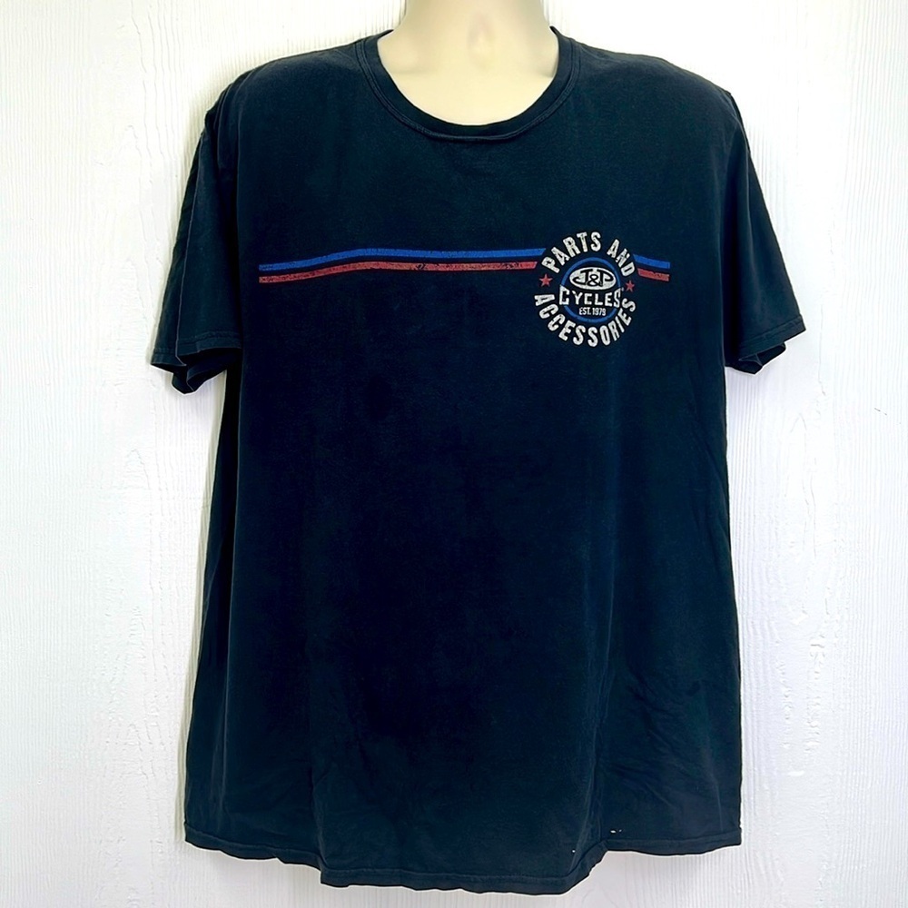 J&P Cycles - J&P Motorcycles Skeleton In Helmet Graphic Black T Shirt Size XL